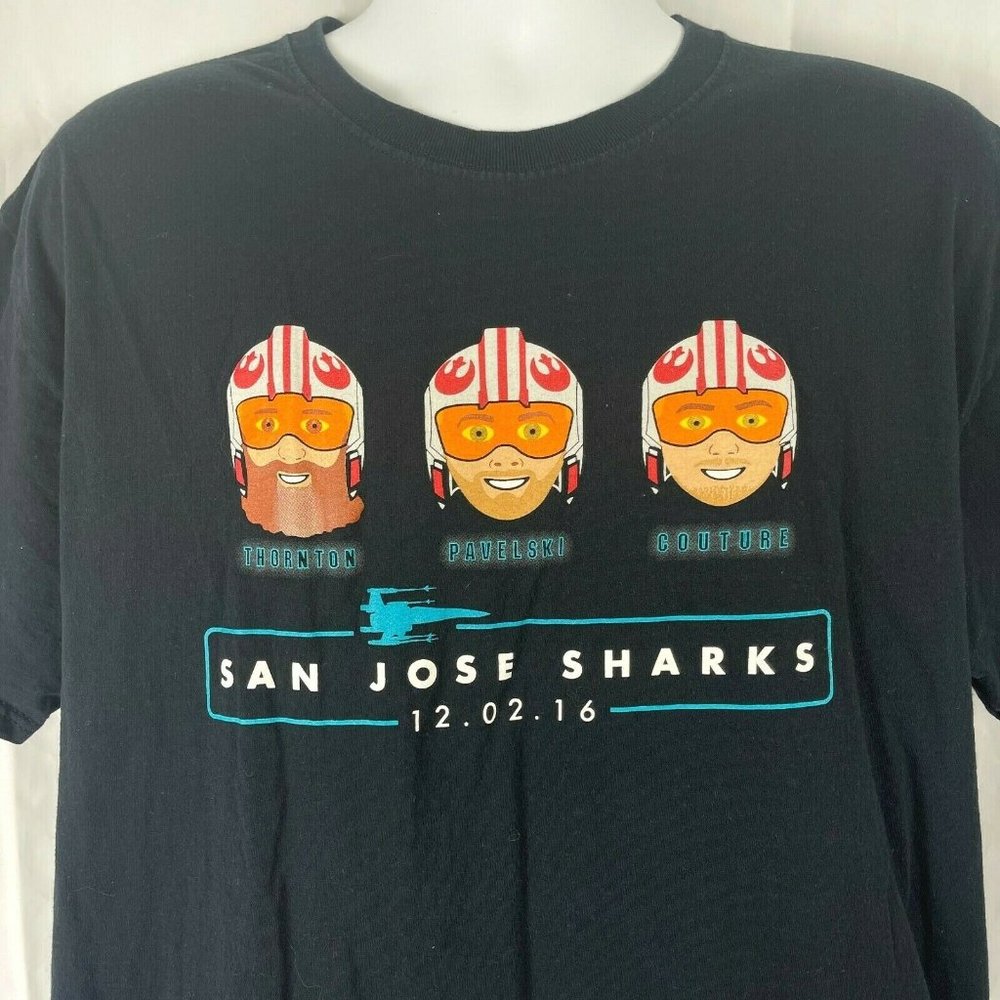 SJ Sharks Star Wars Night SGA XL/L Fit T-Shirt 2016 Thornton Couture Pavelski - Picture 5 of 5